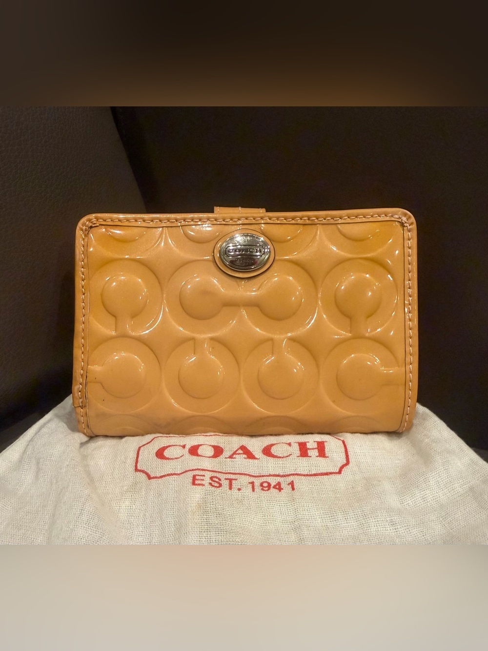 COACH Glossy Embossed Patent Leather Wallet